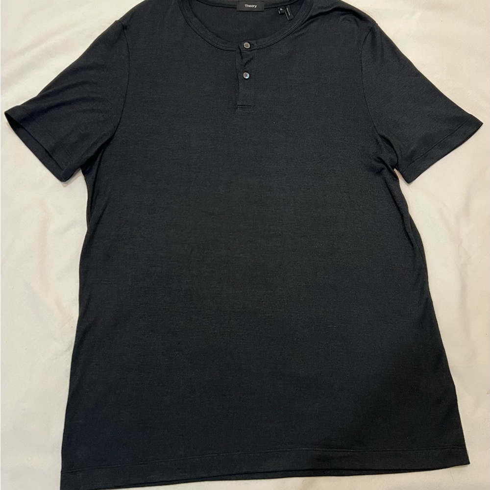 Theory Men's Black Short Sleeve Henley